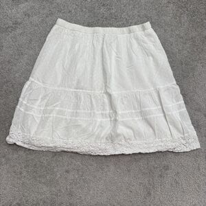 Studio West Apparel Cotton Swiss Dot Tiered Ruffle Mini Skirt Womens XL White
